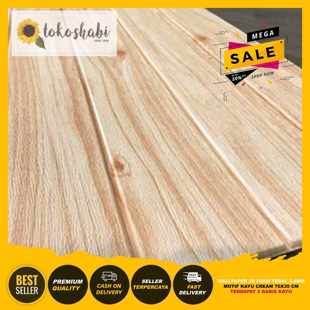 Wallpaper Dinding 3D Foam Kayu Ketebalan 5.5mm-3