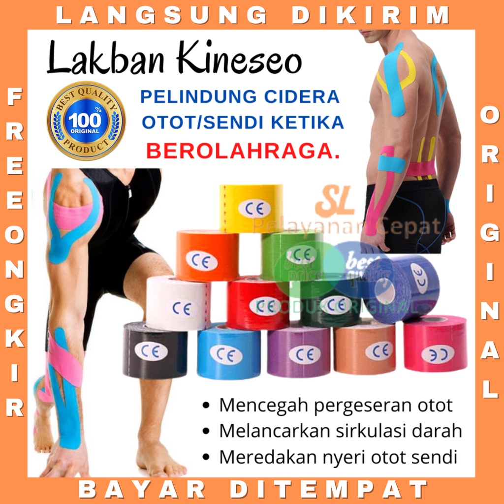 Kineseo Tape Original Lakban Olahraga Perban Otot Mencegah Cidera Otot Sendi