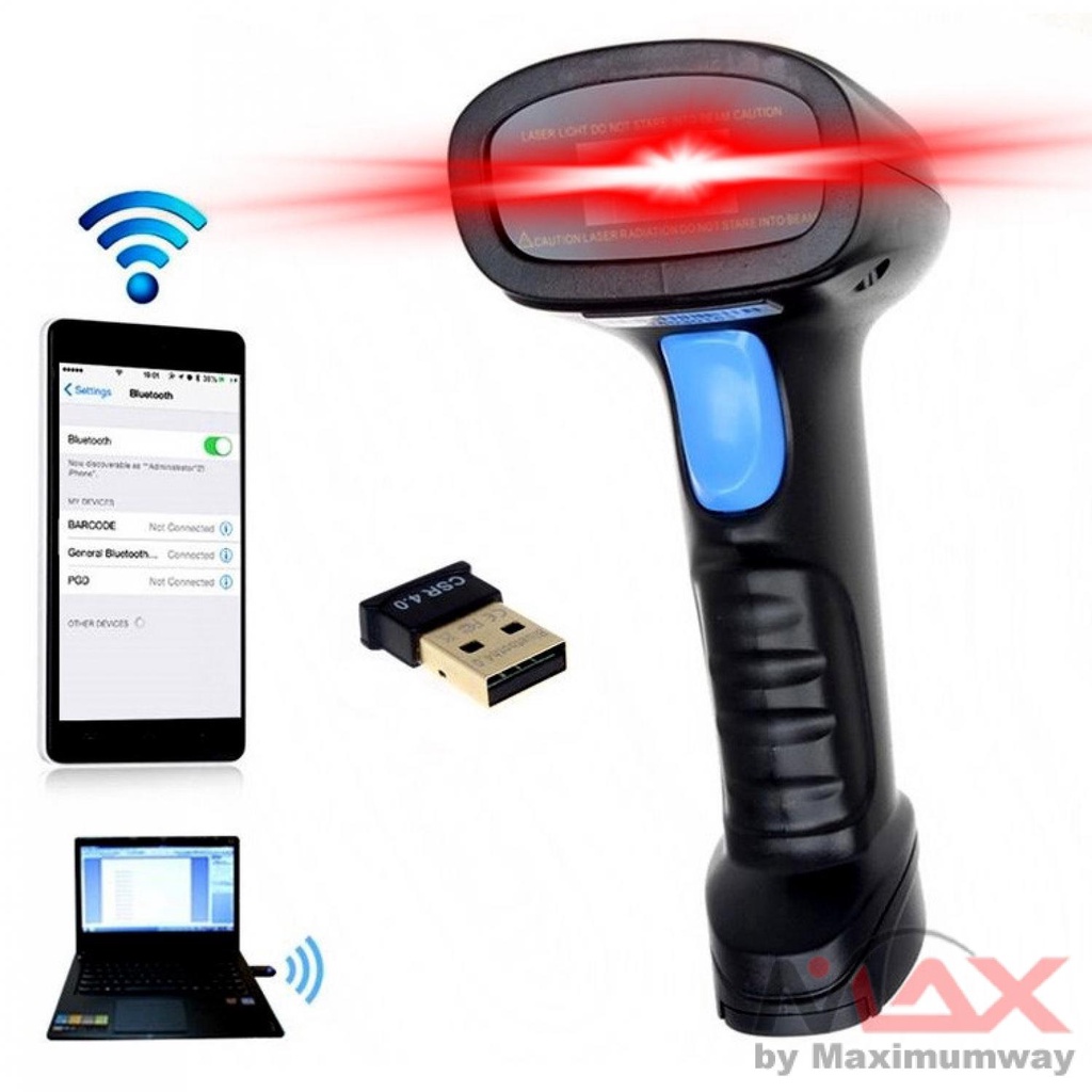 Scanner Barcode Bluetooth portable Wireless Auto-Sensing Laser Auto-Scan HP komputer USB plug