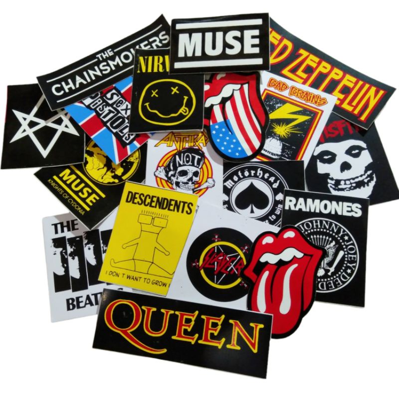 

1 paket isi up to 24 stiker band musik luar sticker pack rock klasik