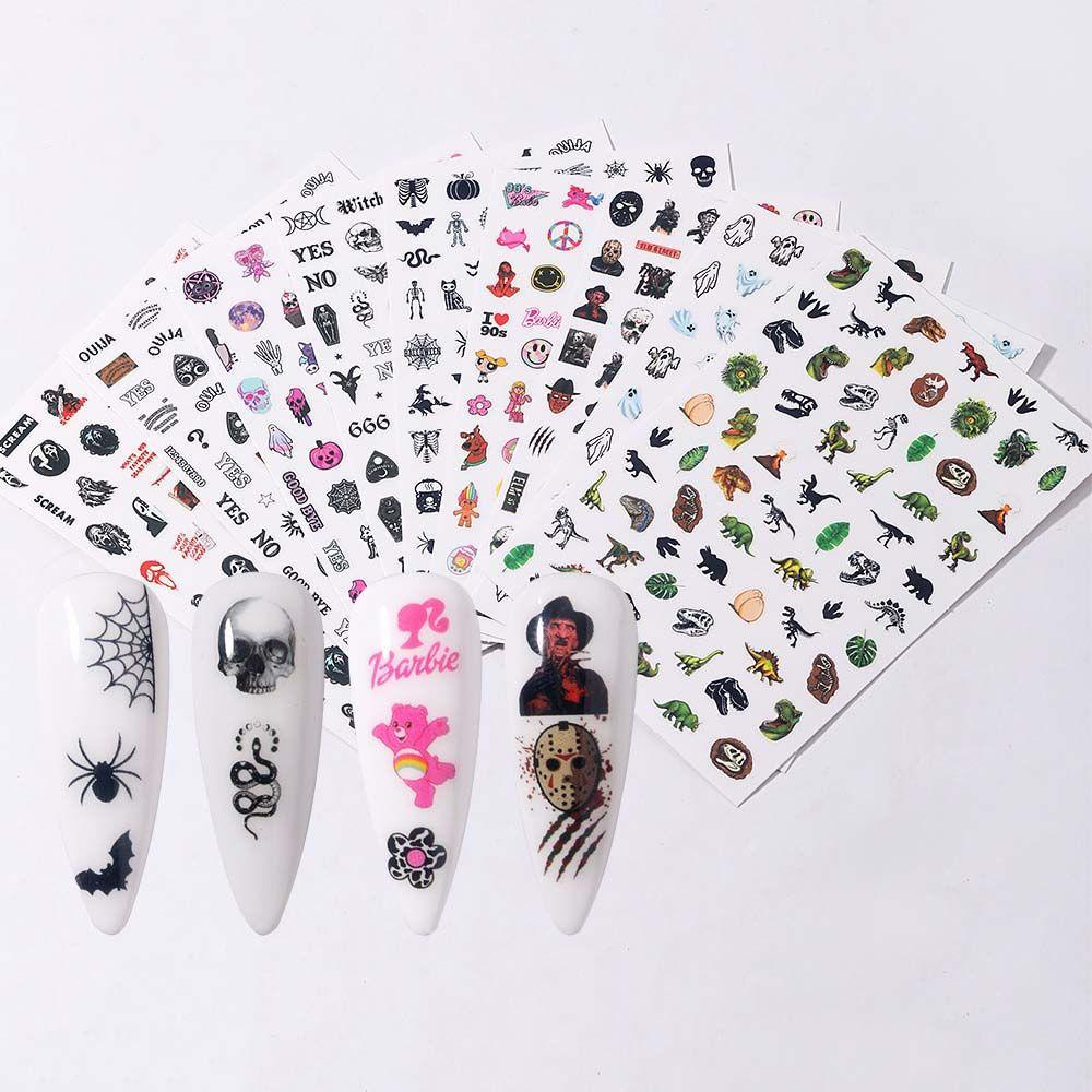 AUGUSTINA Agustina Halloween Stiker Kuku Kucing Fashion Spider Skeleton Bears Nail Art Dekorasi