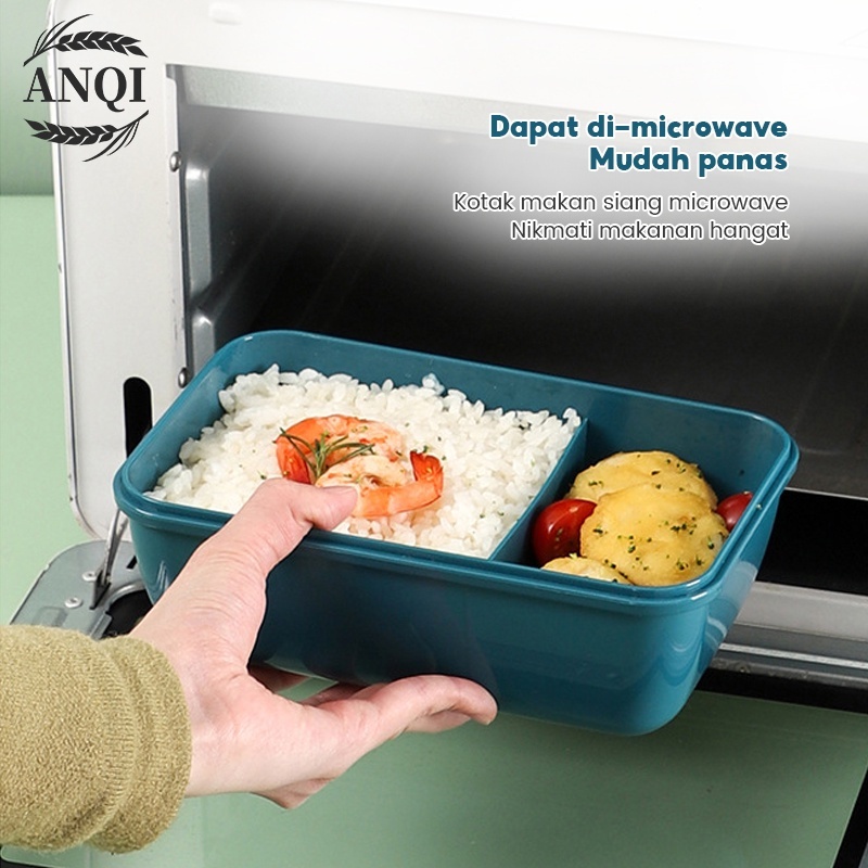 ANQI 1888 Kotak Makan Siang Bahan Jerami Pegangan  / Lunch Box Set / Bpa Free / PP Jerami Gandum / Bento Set VS-95