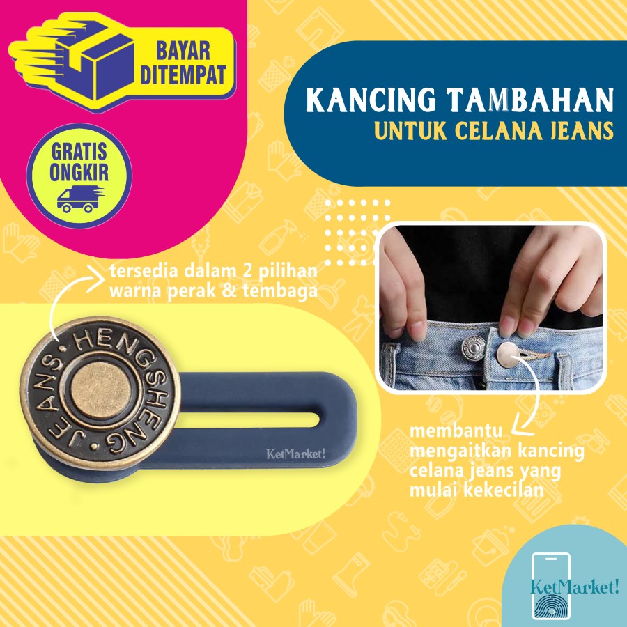 JEANS BUTTON EXTENDER - Kancing Metal Tambahan Pemanjang Pinggang Celana Jeans Sempit Button Expand