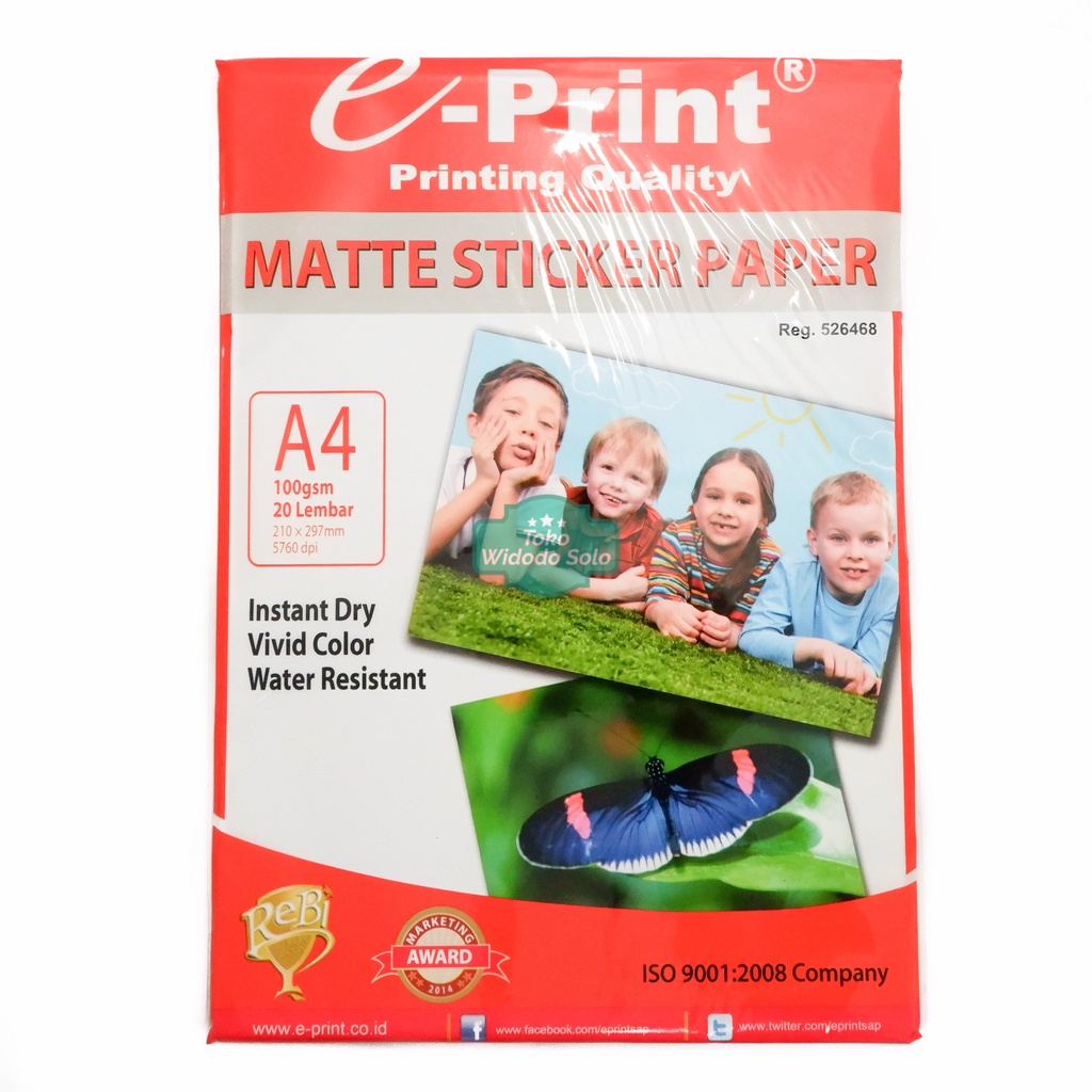 

Stiker Foto Putih ePrint Matte Sticker Paper A4 100gsm Printer Paper - 1 Pack Isi 20 Lembar