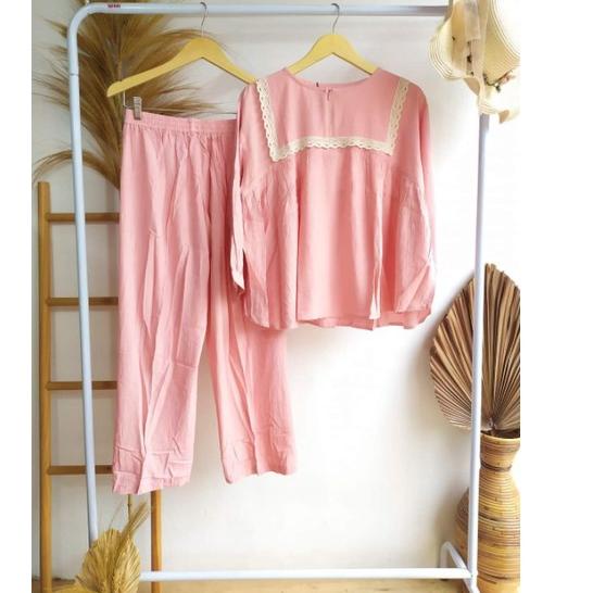 «BRAND» SETELAN MAMA ROSA CRINKLE IMPORT | ONE SET CRINKLE | SETELAN RENDA BAHAN CRINKLE | ONE SET B