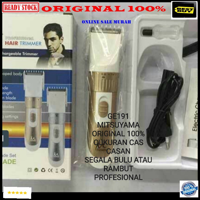 G191 Mitsuyama original 100% Alat Cukur rambut mesin potong hair cut professional portable cas casan charge baterai bulu kumis jenggot baterry pisau trimer clipper pemotong pemangkas Pangkas mini slim  Bisa sambil colok menggunakannya  BISA BUAT SEGALA MA