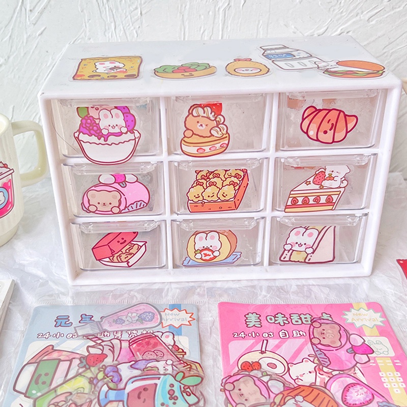 40pcs Stiker Motif Kartun Makanan Vending Machine Untuk Dekorasi DIY