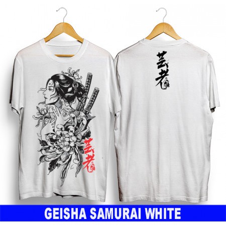 KAOS PRIA / JEPANG / GEISHA / SAMURAI / WHITE / PUTIH / MURAH BERKUALITAS