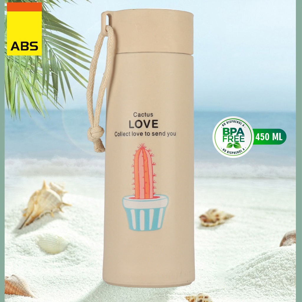 ABS Botol Minum Kaca Unik Motif Kaktus 450ml BPA FREE-6