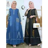 Gamis Jeans Kombinasi ORIANA MAXY JEANS DRESS