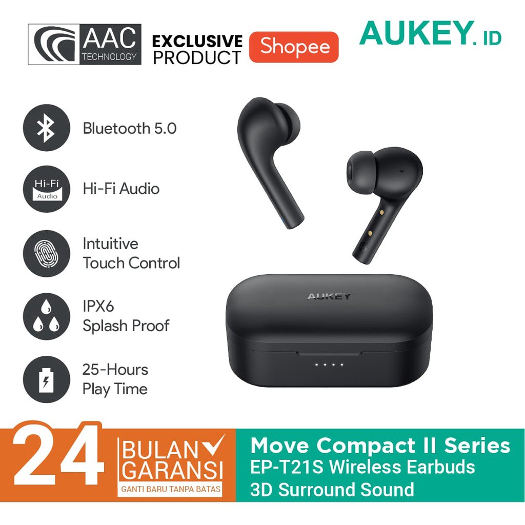 Headset /TWS Bluetooth Aukey EP-T21S Move Compact II 3D Surround Sound