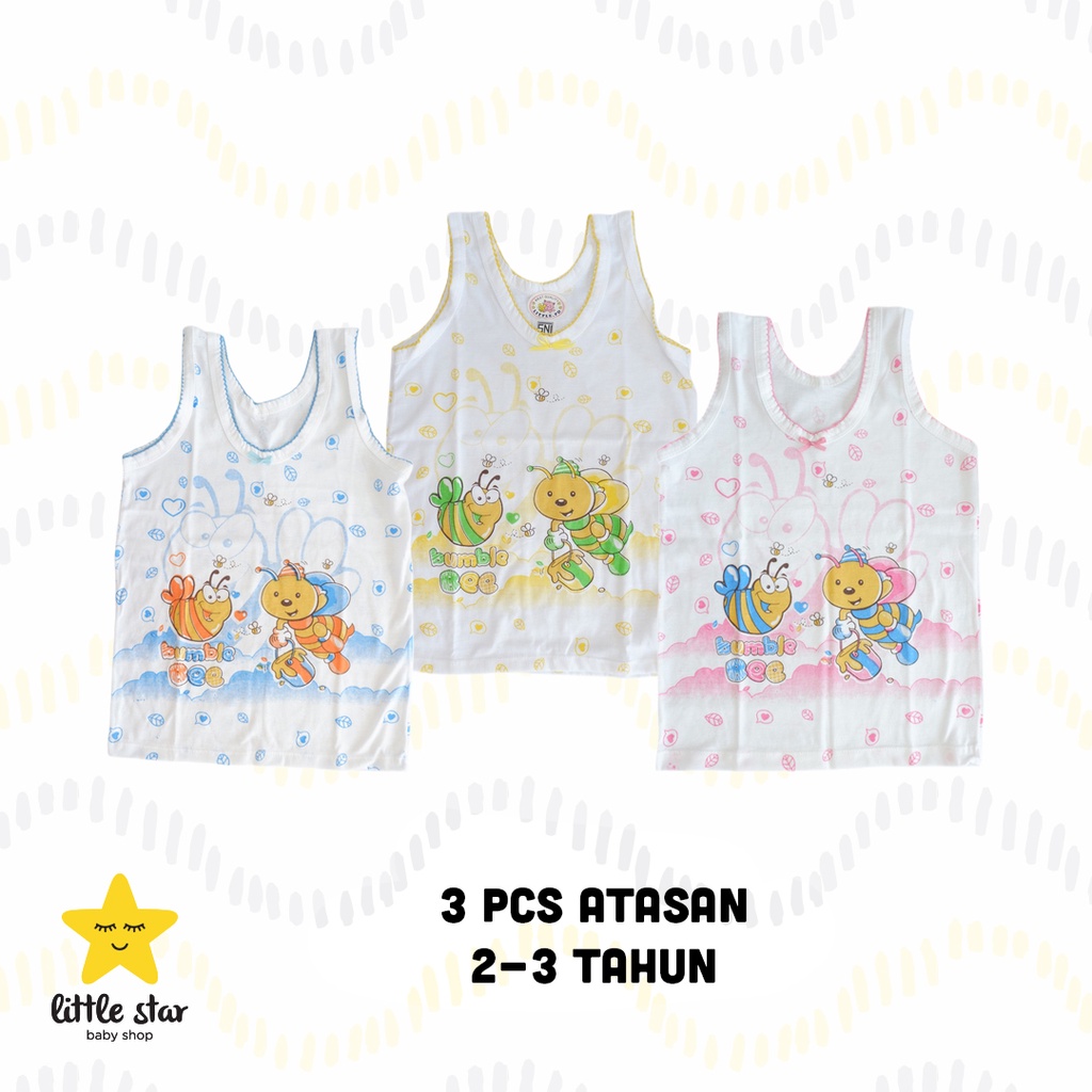 3 PCS - Atasan Kutungan Anak Cewek Cowok Unisex | Baju Tanpa Lengan