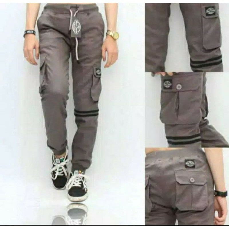 Celana chinos Celana joger cargo strip pria original pemalang-cod