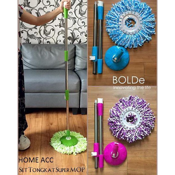 Tongkat set Super MOP BOLDe Original (Handle + Head + Refil)