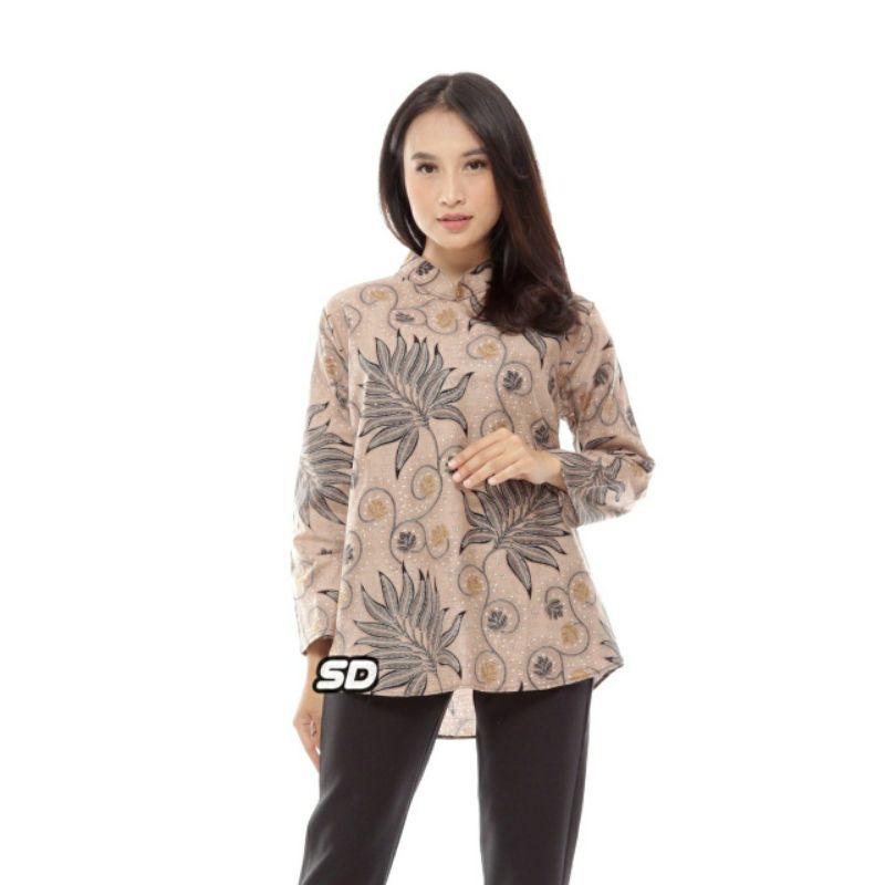 tey-17 Batik wanita ASJ SA HRB026 Kenongo Kemeja Tosca Pendek