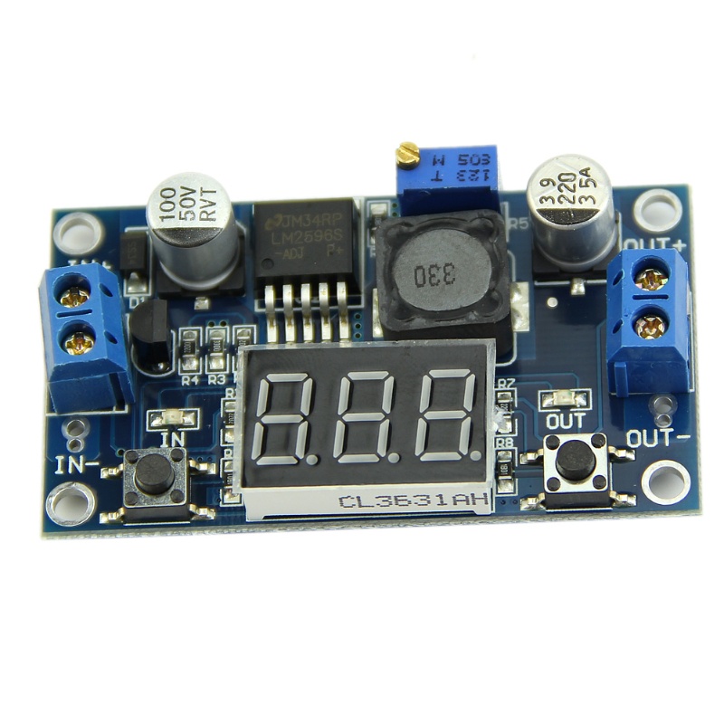 Modul Konverter Power Step down Voltmeter LED DC 4.0-40 Ke 1.3-37V LM2596