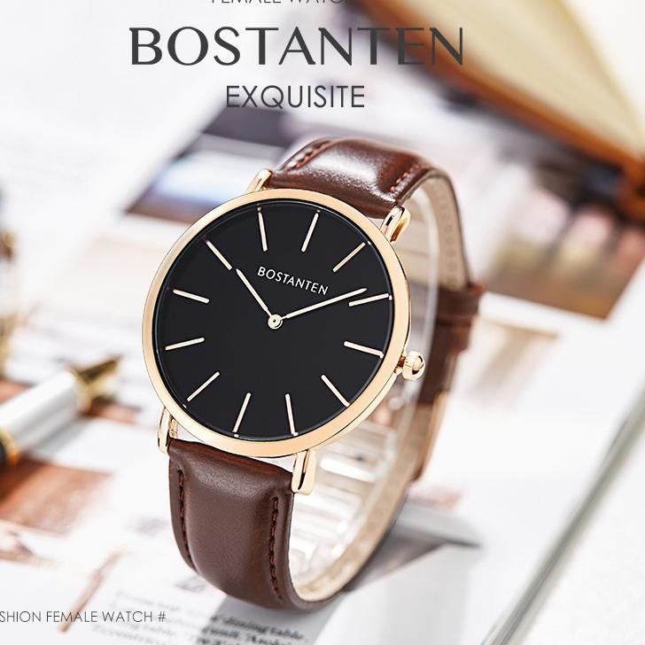 [KODE 38] Jam Tangan Pria Sangat tipis Bostanten 100% Original Jam tangan Cowok Quartz analog Kulit