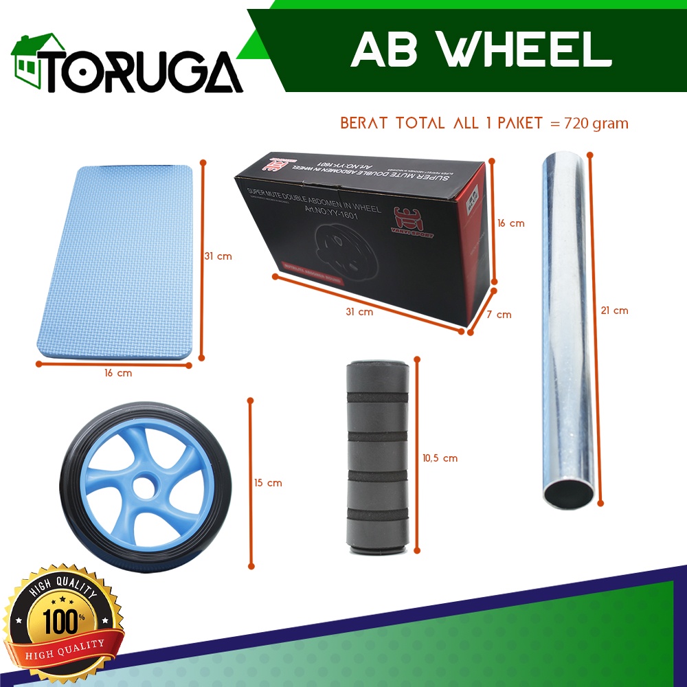 AB WHEEL - Ab roller double wheel / Alat  bantu Olahraga Gym sit up push up