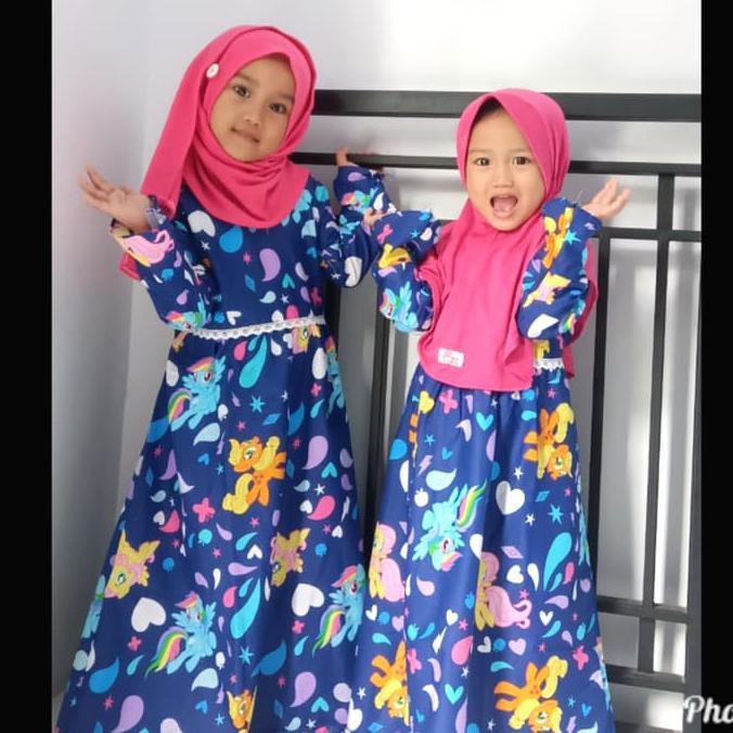( BISA COD ) Gamis Karakter Kuda Pony Dongker Anak Perempuan umur 2 3 4 5 6 Tahun - 2-3 Tahun - L