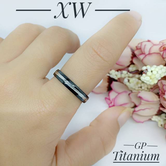 Cincin titanium hitam mix silver RGL21