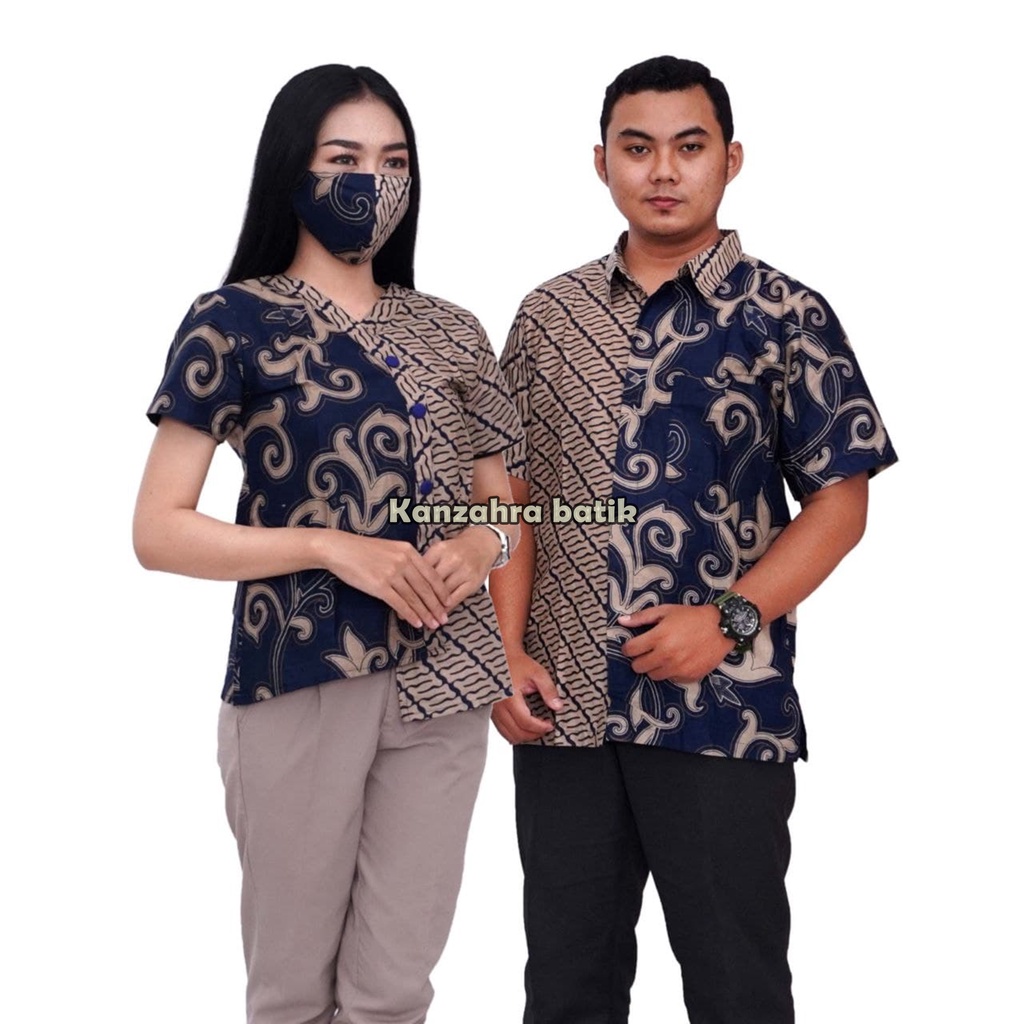  atasan batik wanita blouse modern couple pria size lengkap-1