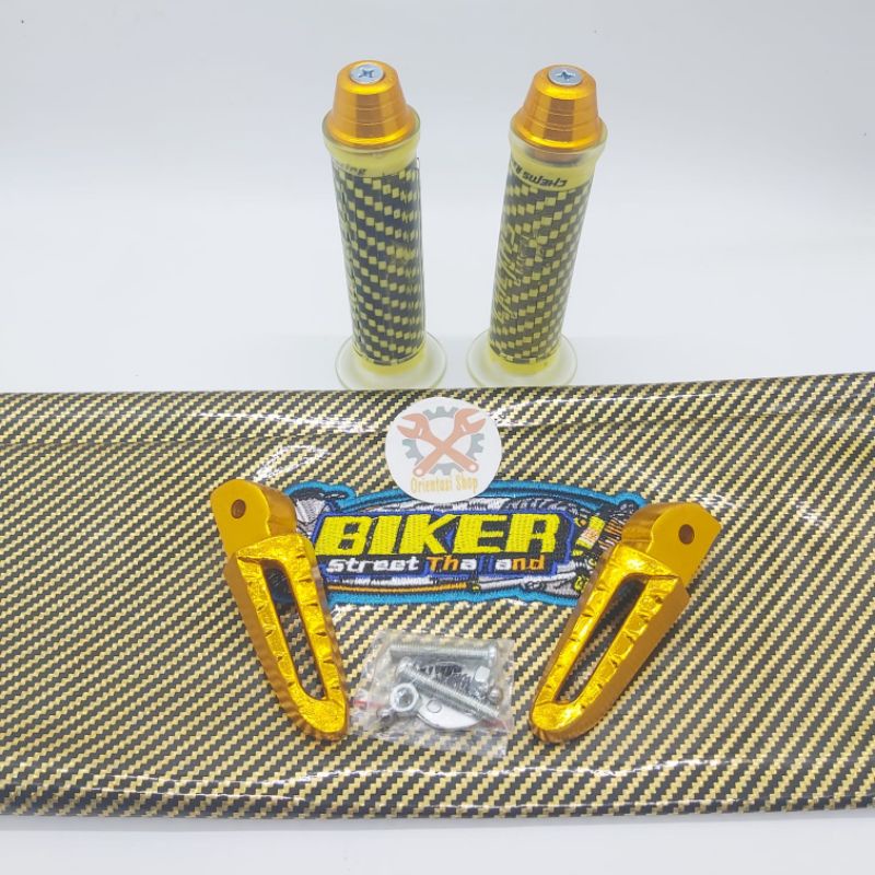 Kulit jok biker carbon plus grip Carbon plus Jalu stang plus FootStep universal Honda