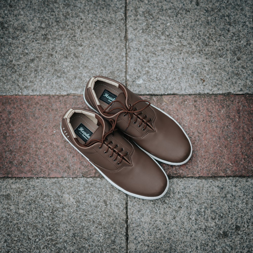 REGAL BROWN |FORIND x Headway| Sepatu Sneakers Santai Kasual Kerja Kuliah Klasik Pria/Cowok Ori Lace