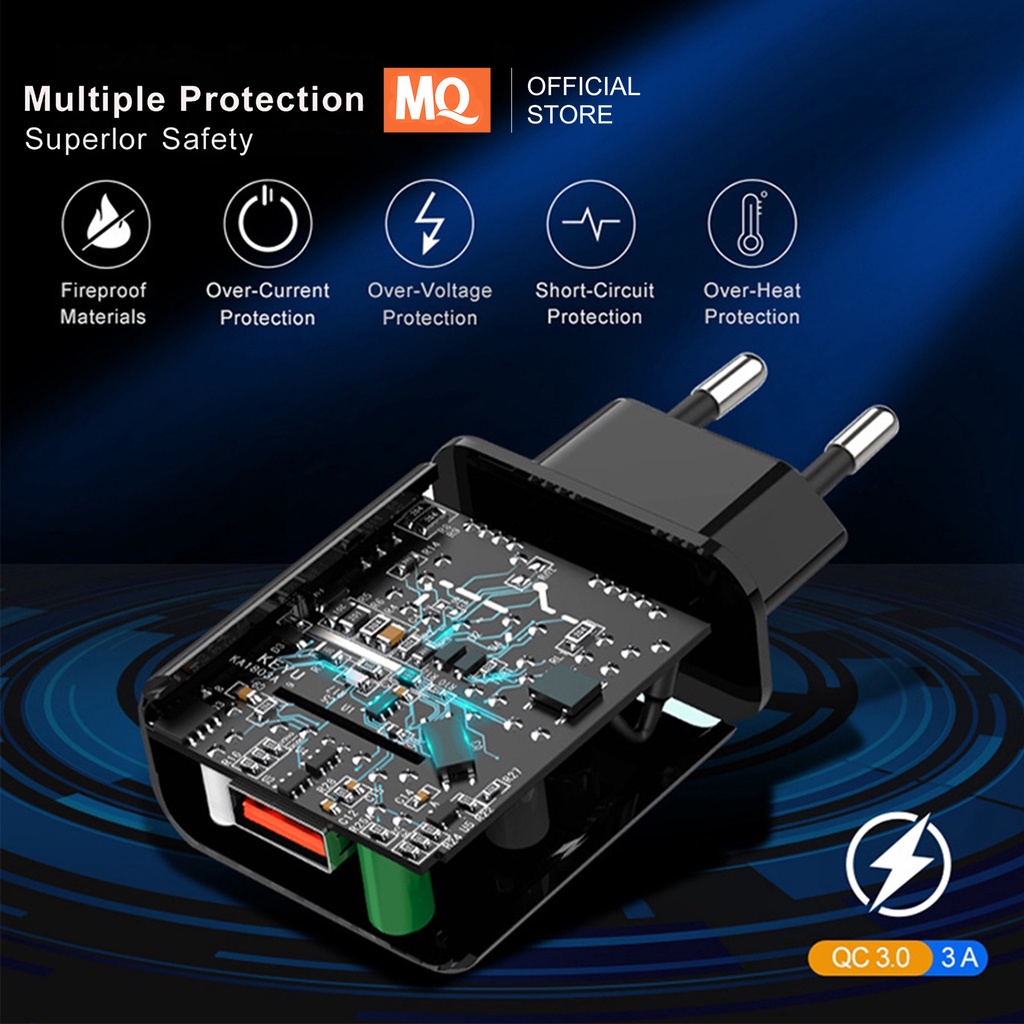 MQ Adapter Charger Dinding Single Port 18W QC3.0 Fast Charging untuk Travel MQ-FT03