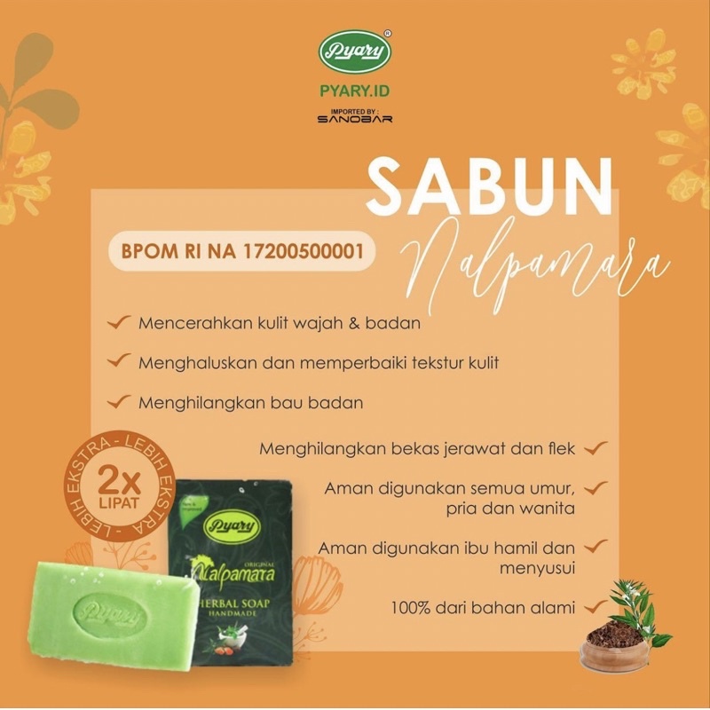 [BPOM] SABUN ARAB PYARY NALPAMARA ORIGINAL TURMERIC SOAP SABUN ARAB BPOM ORIGINAL INDIA SABUN PENCERAH KULIT