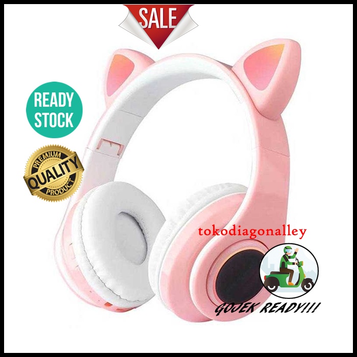 Headset Bluetooth Bando Motif Kucing Headphone Lucu Untuk Anak-Anak