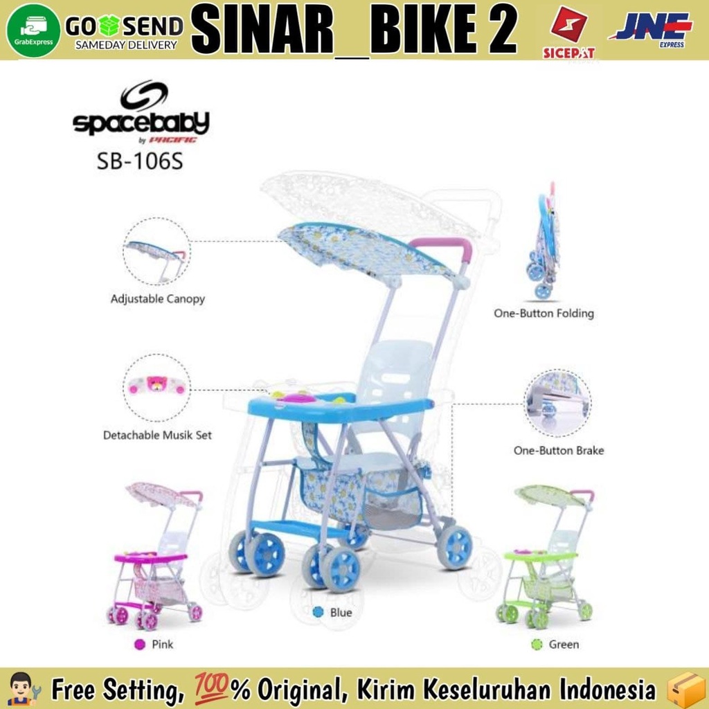 SPACEBABY SB 106S BABY CHAIR SB106S KURSI STROLLER MEJA MAKAN ANAK BAYI MUSIK