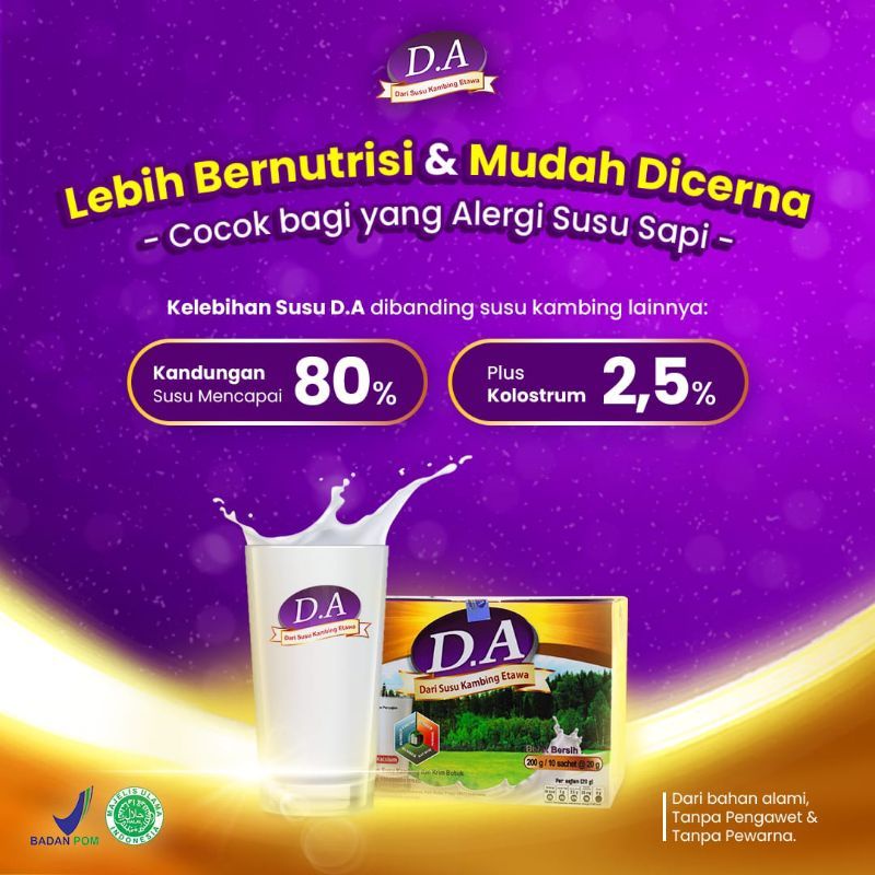 Susu Kambing Etawa Plus Kolostrum D.A - Susu Etawa D.A Bubuk 10 sacet