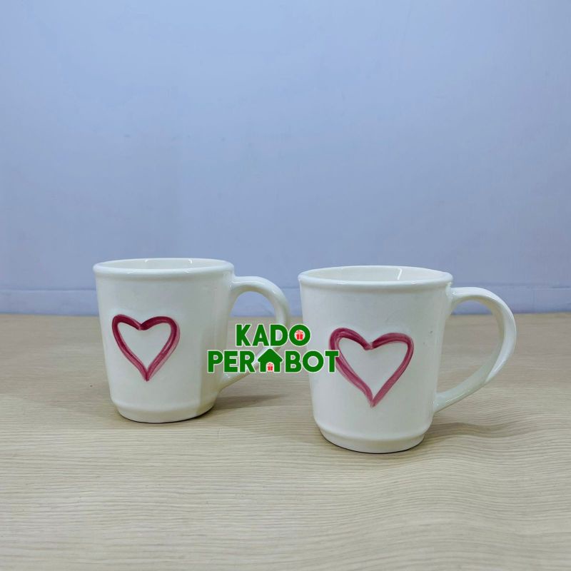 mug love set isi 2pcs - mug keramik 1set - cangkir keramik cantik