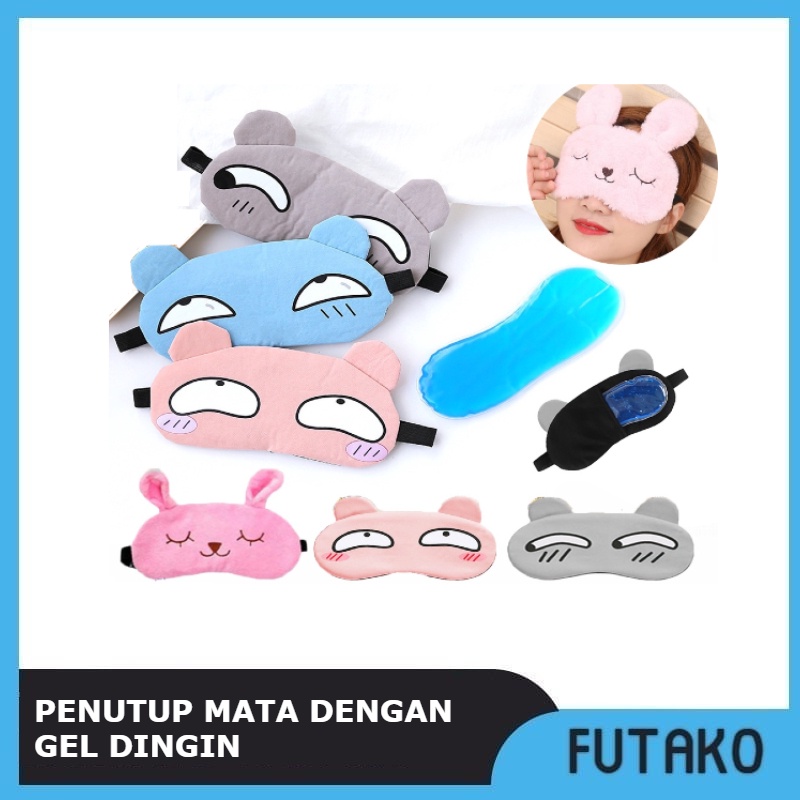 FUTAKO Penutup Mata Ekspresi with Gel Dingin Lembut Masker Tidur Motif Lucu WARNA RANDOM