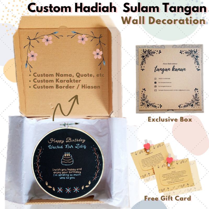 [20 cm] Hadiah Kado Custom Embroidery Ulang Tahun Wisuda Pernikahan Anniversary Unik Pacar