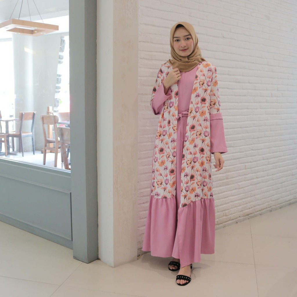 Gamis Amna  rose / muslimah  / motif / busui / murah / promo