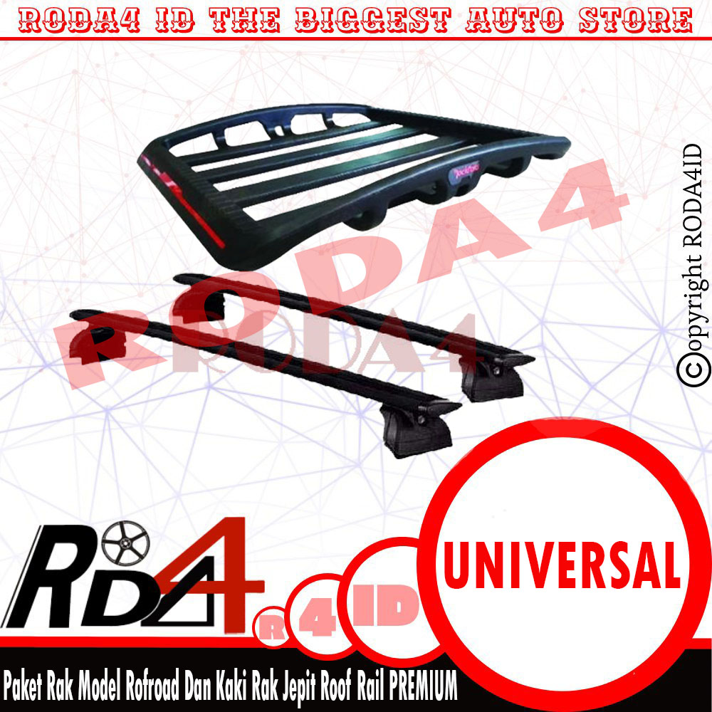 Paket Rak Bagasi Atas Rockfroad dan Kaki Rak Jepit Roof Rail PREMIUM