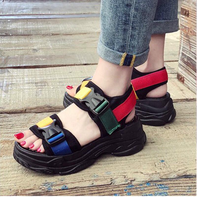 1001 SEPATU PLATFORM RAINBOW WANITA !!! - 2 WARNA