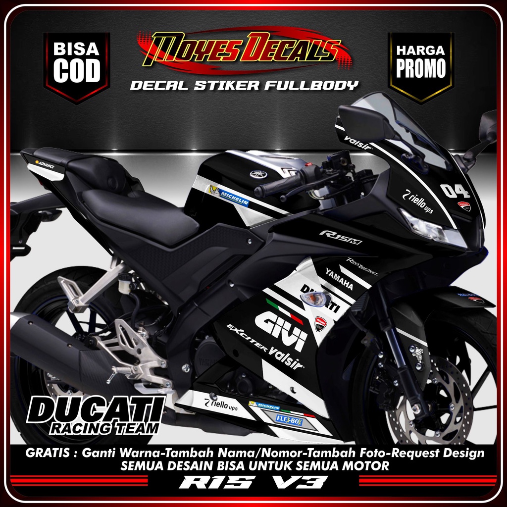 Bisa COD Sticker Striping Decal Yamaha R15 V3, Sticker Decal R15 V3, Sticker R15 , striping R15 V3 D