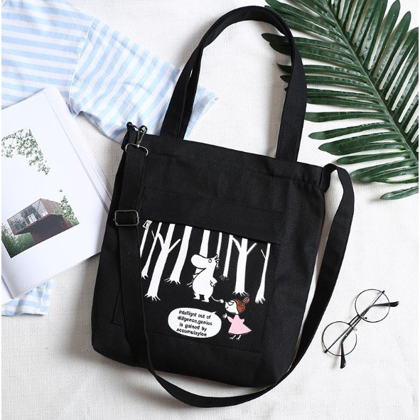 Tas Tote Bag Shoulder Sling Bag Wanita Bahan Kanvas - JC009