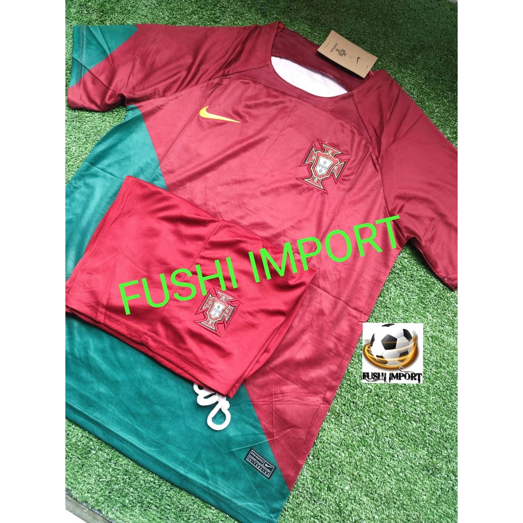 Setelan Jersey Baju Bola Portugal Home World Cup Piala Dunia 2022 ( Fullset Satu Set ) Grade Ori