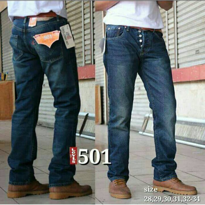 Celana Jeans Levis Original 501 Blue Wash Dark / Impor USA