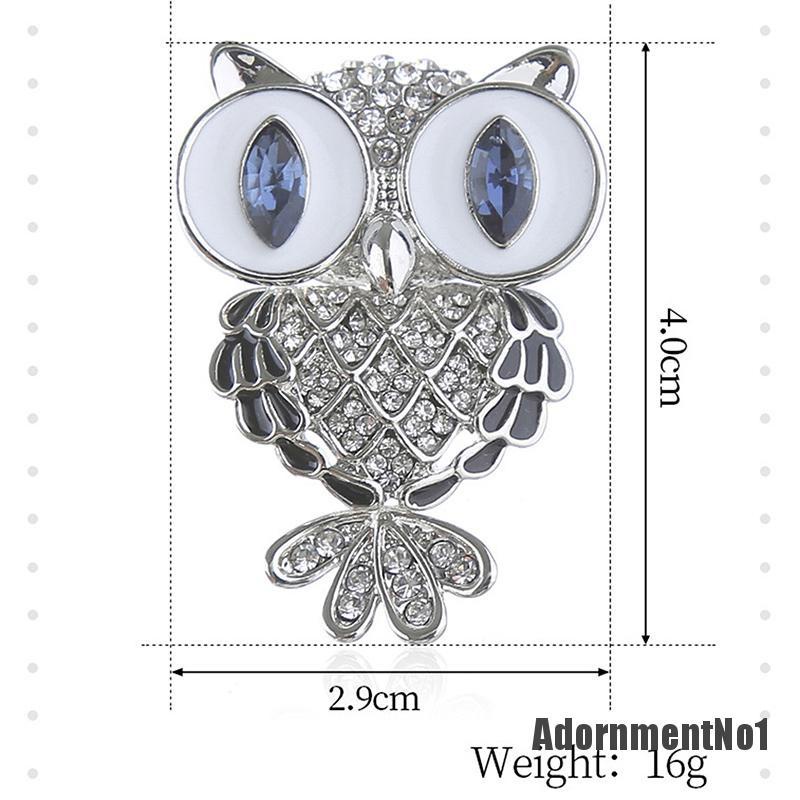 (Adornmentno1) Bros Pin Bentuk Burung Hantu Natal Bahan Alloy Hias Berlian Imitasi Untuk Wanita