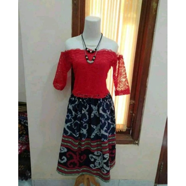 DRESS BROKAT TENUN FASHION TROSO JEPARA, DRESS CASUAL BROKAT TENUN ETNIK JEPARA, DRESS TENUN KOMBINA