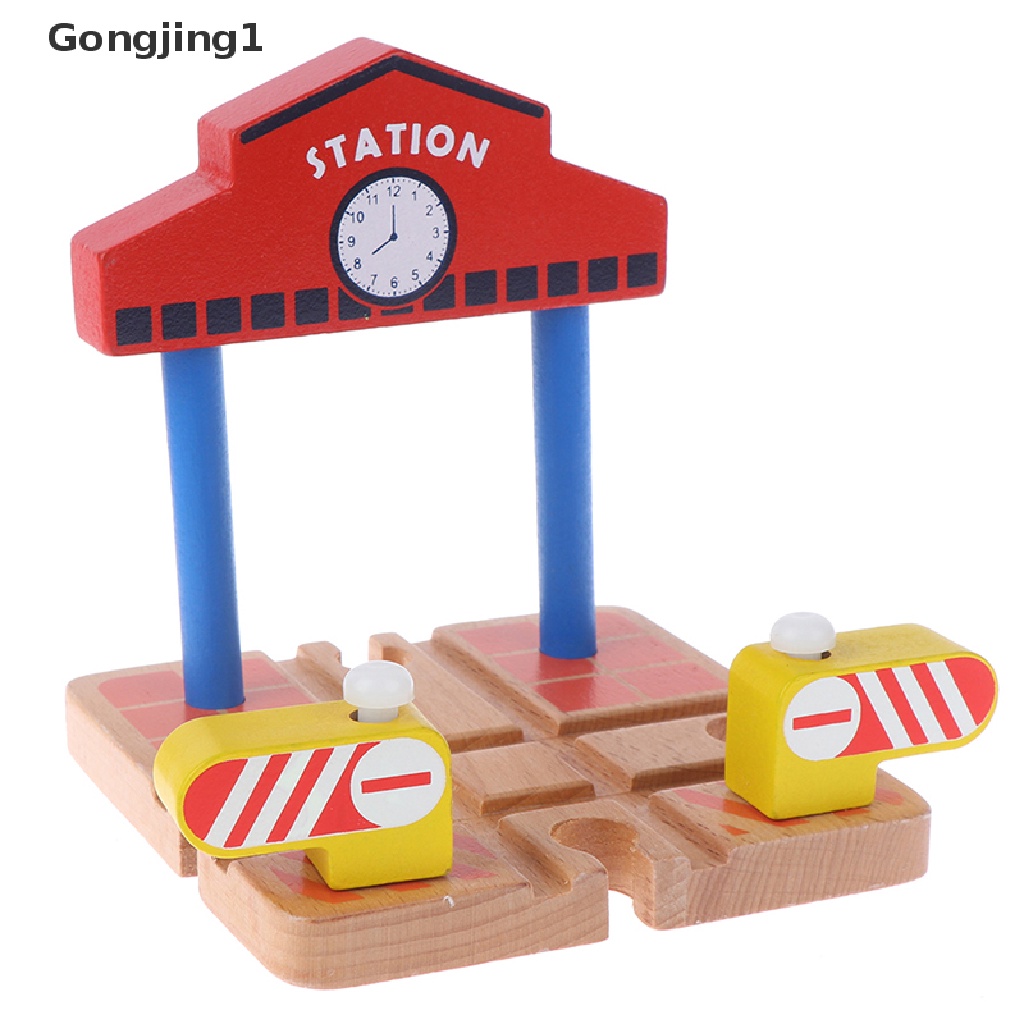 Gongjing1 Mainan Miniatur Lampu Lalu Lintas Magnetik Bahan Kayu Untuk Aksesoris Kereta Api