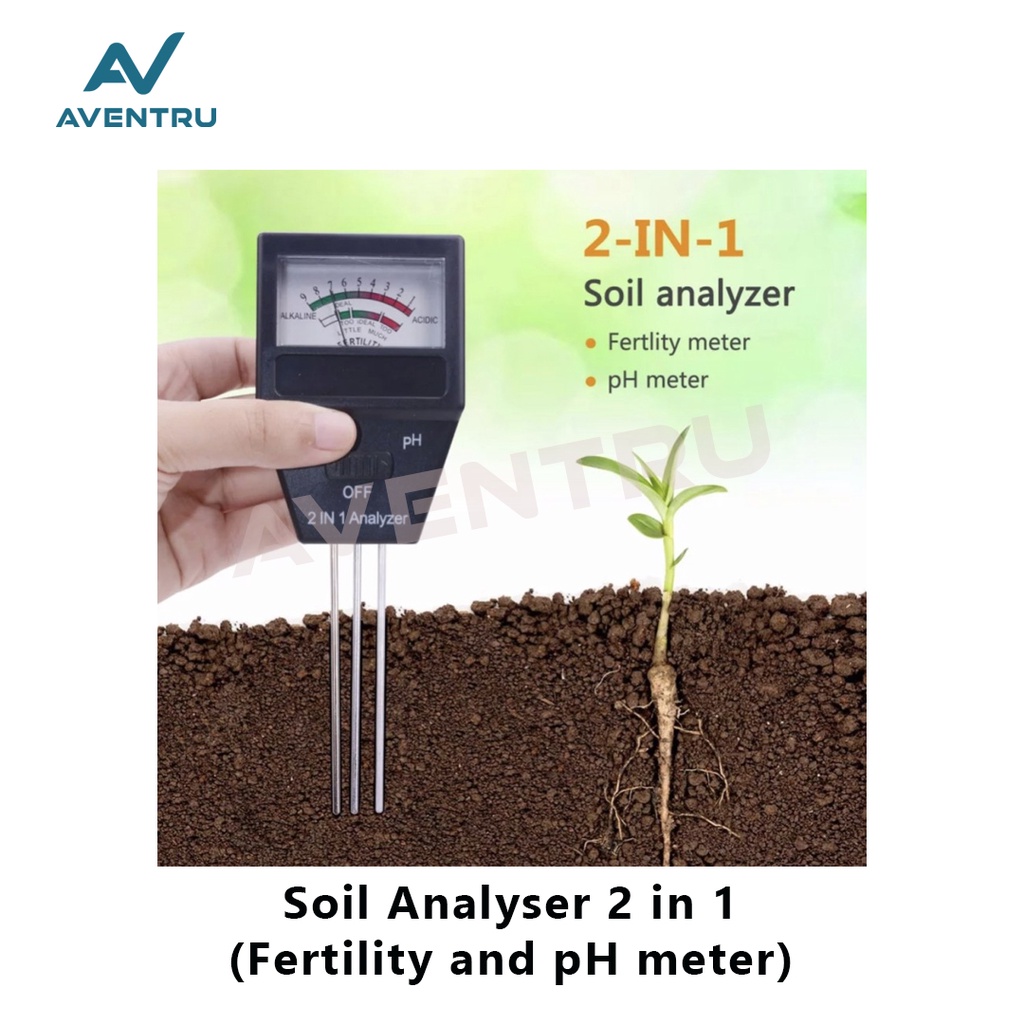 Soil Meter 2 in 1 pH and Fertility Tester with 3 Probes Ukur PH Tanah