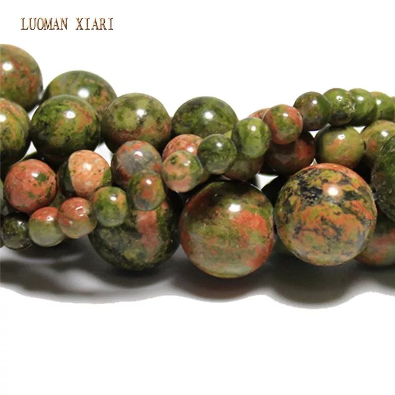 Batu Alam Asli Natural Kuarsa Unakite 4mm 6mm 8mm 10mm