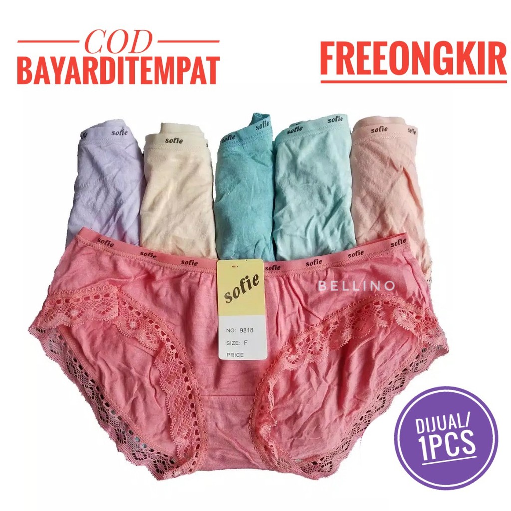 1pcs Cd Celana Dalam Cewek Pakaian Dalam Wanita Sofie 9818 Mini Renda Super Lembut Allsize