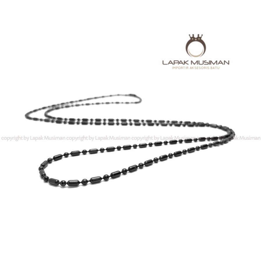 [Bayar di Tempat] Kalung Pria Warna Hitam Bahan Titanium Super Anti Karat Model Bambu