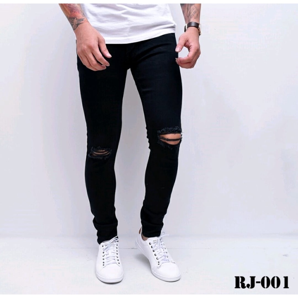 celana skinny pria pull n bear ripped / celana jeans stretch / celana panjang pria